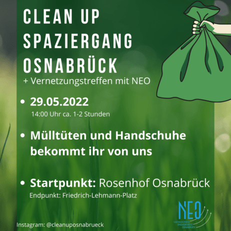 Cleanup Spaziergang Neo am 29.05. um 14 Uhr beim Rosenhof Osnabrück